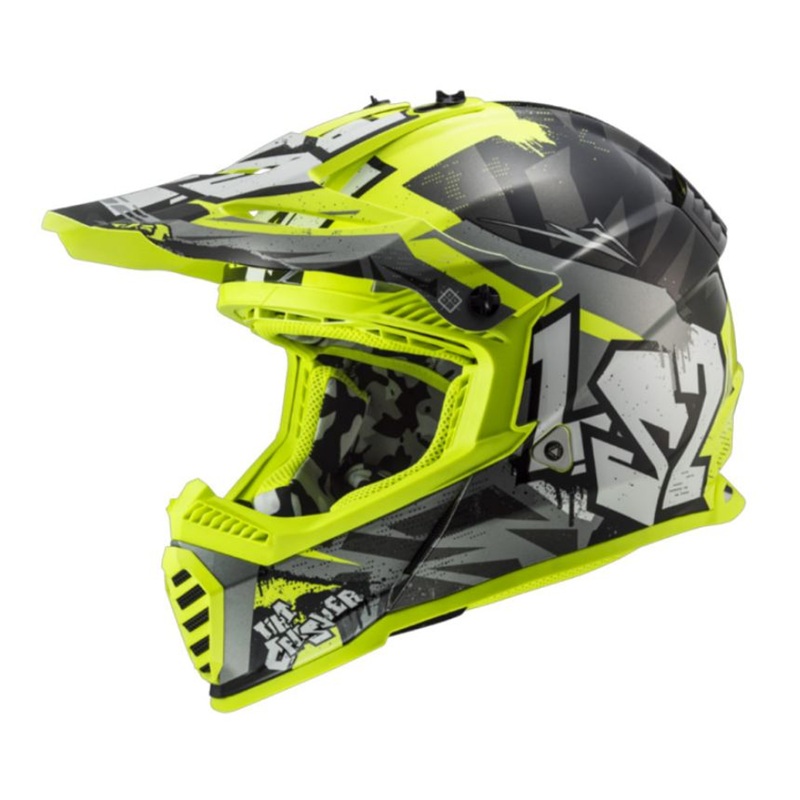 LS2 Шлем MX437 Fast Evo Mini Crusher Black Hi-Vis Yellow