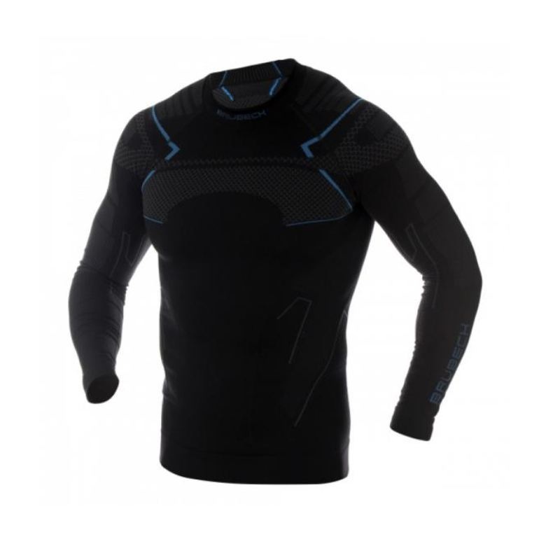 Brubeck футболка мужская длинный рукав Thermo Nilit Heat, черный/голубой