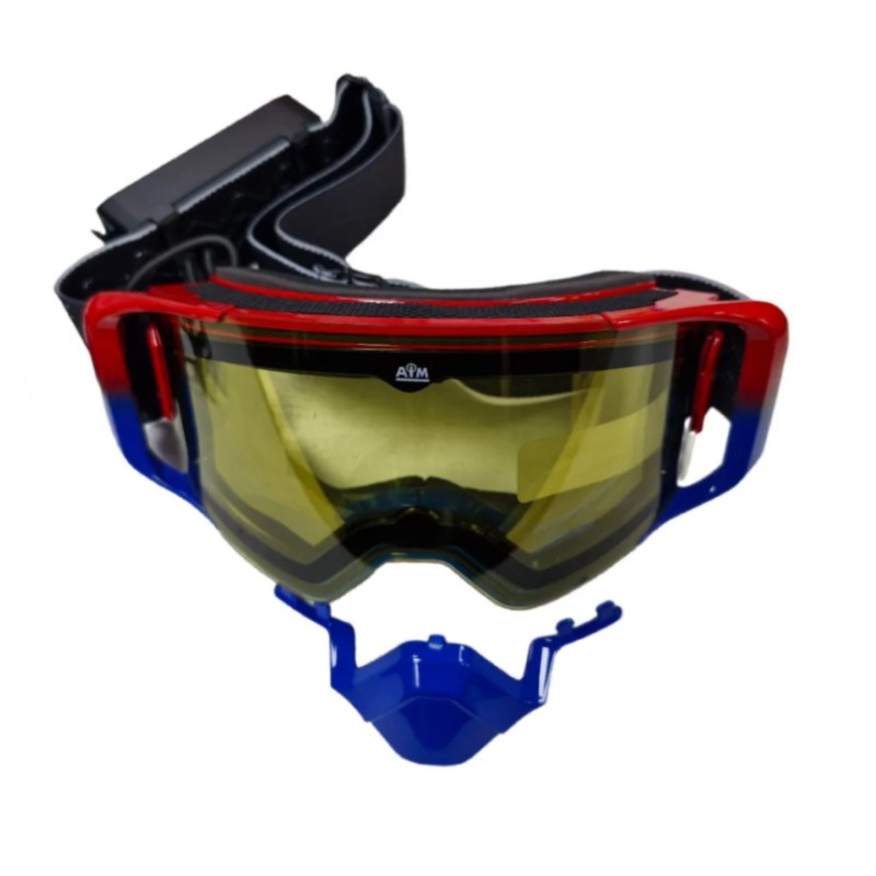 AiM Очки снегоходные с магнитной линзой и подогревом (PRO) 31-107 Accu Heated Red-Blue Glossy