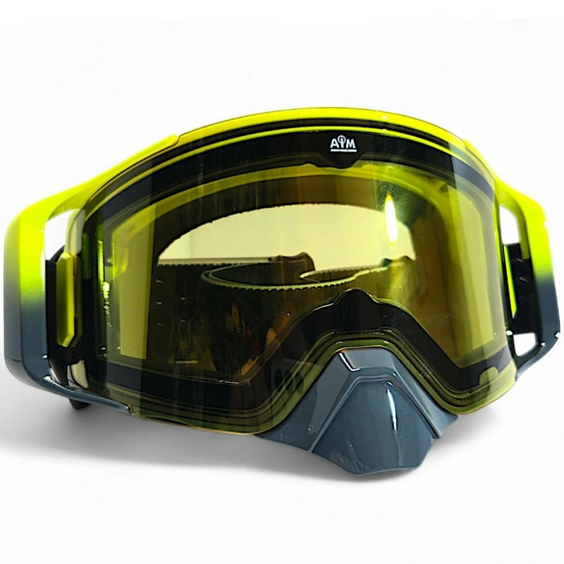 AiM Очки снегоходные с магнитной линзой и подогревом (PRO) 31-108 Accu Heated Yellow-Grey Glossy