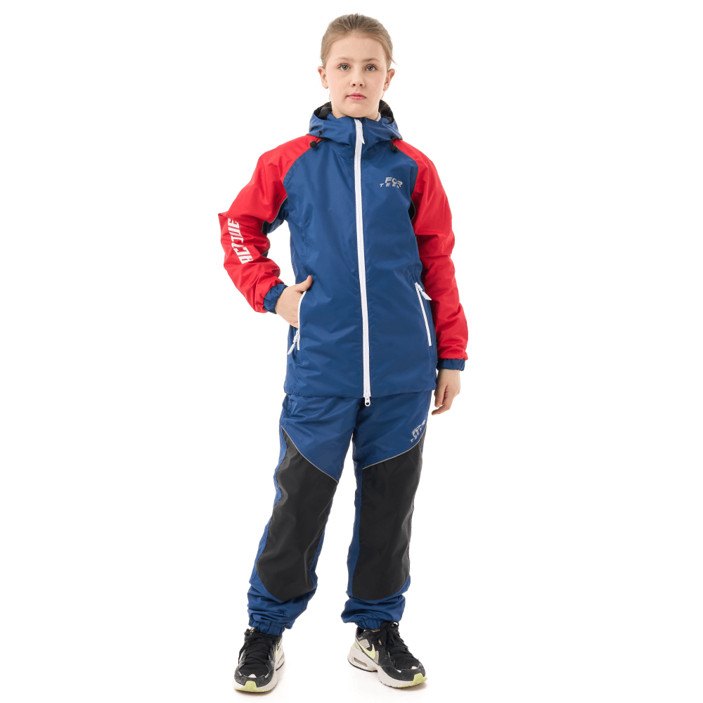 Dragonfly Комплект дождевой (куртка брюки) Active Teenager Blue - Red (мембрана)