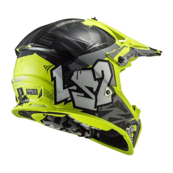 LS2 Шлем MX437 Fast Evo Mini Crusher Black Hi-Vis Yellow