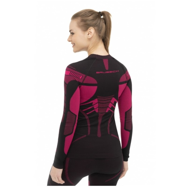 Brubeck Футболка женская c длин. рукавом Dry Черная\Фуксия