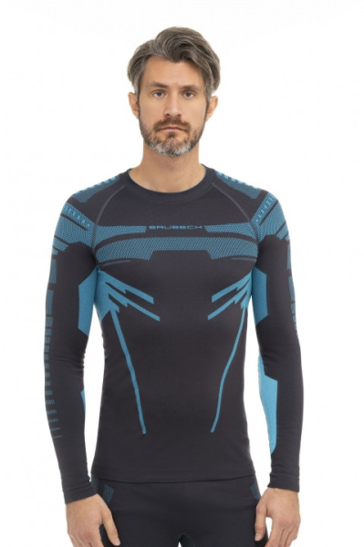 Brubeck Футболка мужская зональная дл. рукав DRY графит-синий