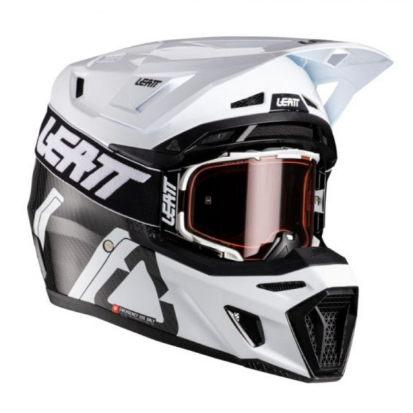 Leatt Мотошлем 9.5 Carbon-White + очки Velocity 6.5 V26