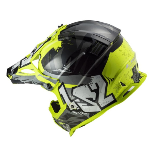 LS2 Шлем MX437 Fast Evo Mini Crusher Black Hi-Vis Yellow