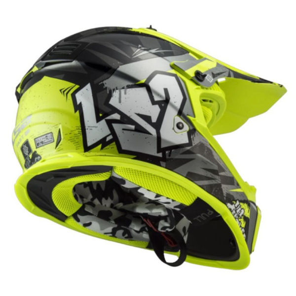 LS2 Шлем MX437 Fast Evo Mini Crusher Black Hi-Vis Yellow