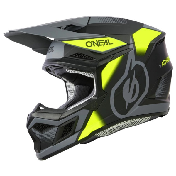 Oneal Шлем кроссовый 3Series Neon Vision V.24 серый/желтый