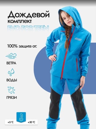 Dragonfly Дождевой комплект Evo For Teen Blue (куртка,штаны)