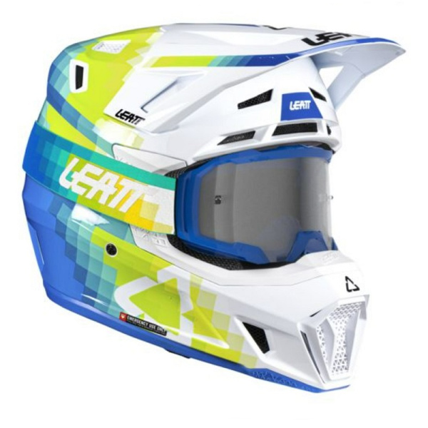 Leatt Шлем кроссовый  7.5 V26 Pixel Blue + очки Velocity 4.5