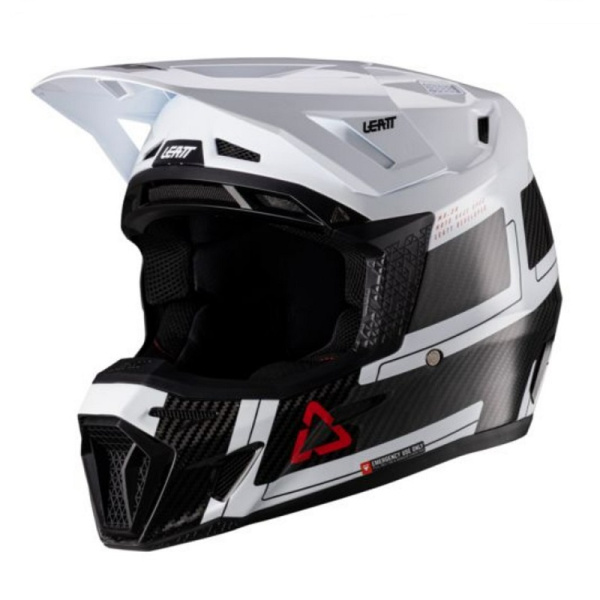 Leatt Мотошлем 9.5 Carbon-White + очки Velocity 6.5 V26