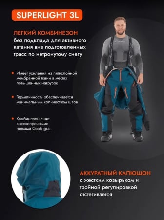 Dragonfly Комбинезон Superlight 3L Man Dark Ocean - Orange 2024