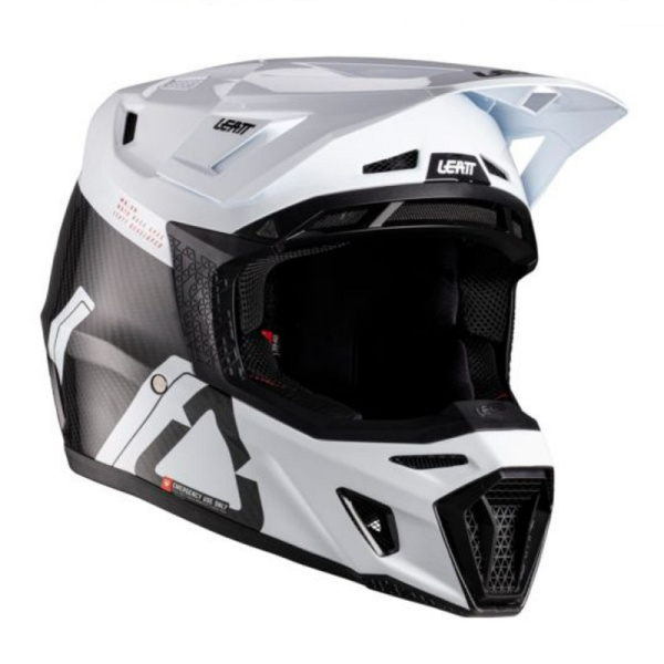 Leatt Мотошлем 9.5 Carbon-White + очки Velocity 6.5 V26