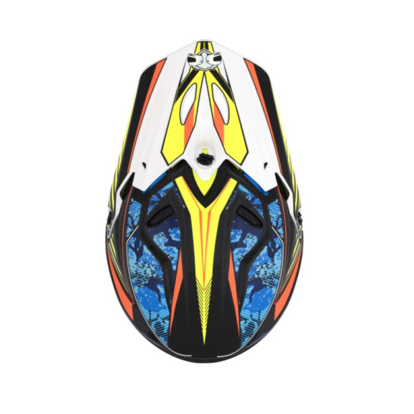 Desment Шлем кроссовый Raptor White-Yellow-Blue graphic