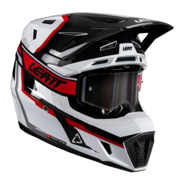 Leatt Шлем кроссовый  7.5 V26 White-Red + очки Velocity 4.5
